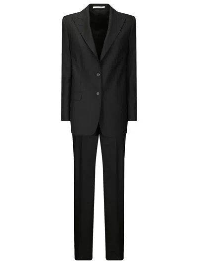 Tagliatore Tailored Wool And Silk Blend Suit In Black