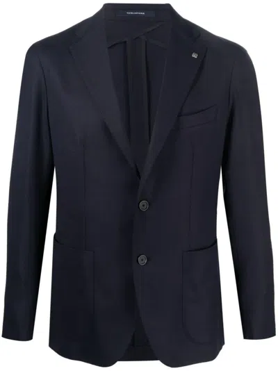Tagliatore Tailored Wool Blazer With Notch Lapels In Blue