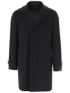 Tagliatore Tailored Wool Coat With Charm Logo And Front Pockets In Black