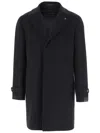Tagliatore Tailored Wool Coat With Charm Logo And Front Pockets In Black