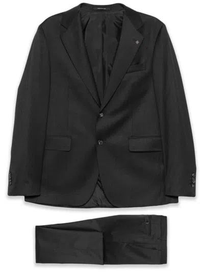Tagliatore Tailored Wool Suit With Concealed Fastening In Black