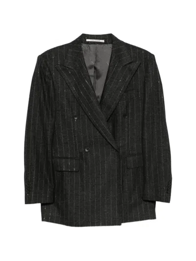 Tagliatore T-angie Pinstripe Sequin-embellished Suit In Animal Print