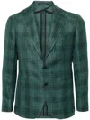 Tagliatore Tartan-check Single-breasted Blazer In Green