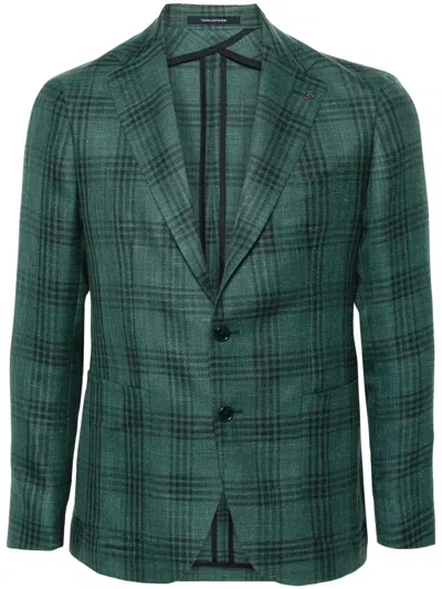 Tagliatore Tartan-check Single-breasted Blazer In Green