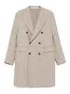 Tagliatore Double-breasted Herringbone Coat With Wide Lapels In Gray