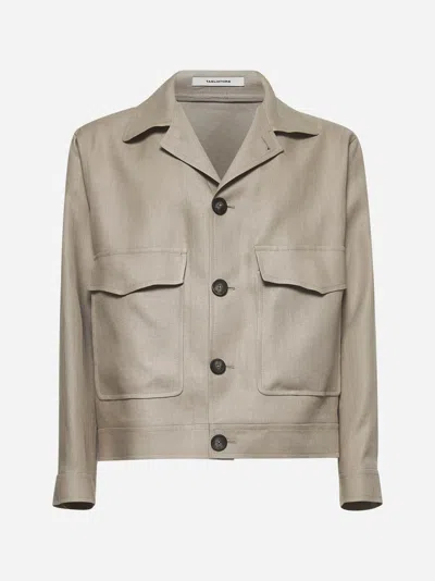 TAGLIATORE TAUPE LINEN SHORT BLOUSON