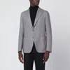 Tagliatore Taupe Single-breasted Jacket In Wool And Silk Blend In Gray