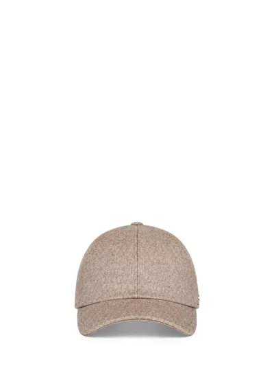 Tagliatore Taupe Virgin Wool Denver Baseball Cap In Grey