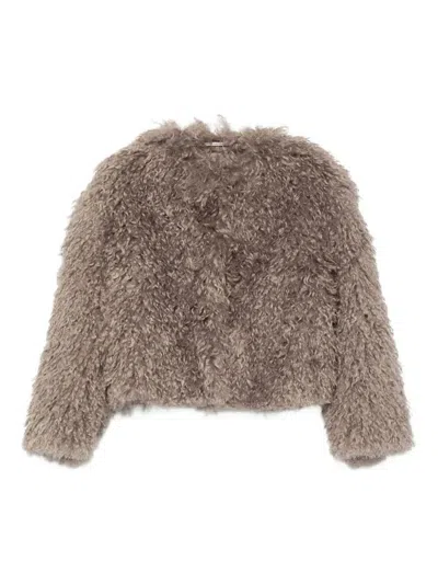 TAGLIATORE TAGLIATORE TEDDY CROPPED JACKET CLOTHING