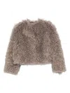 Tagliatore Teddy-textured Cropped Jacket In Brown