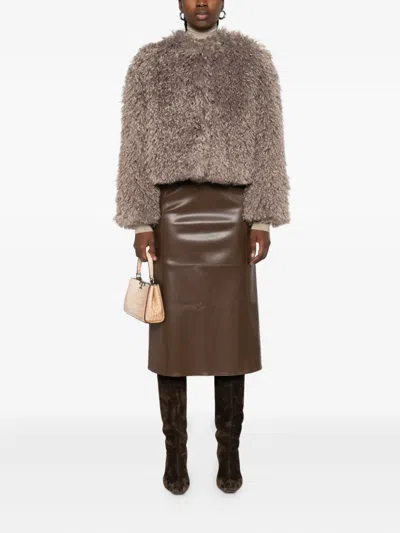 Tagliatore Teddy-textured Cropped Jacket In Brown