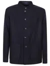 Tagliatore Mandarin-collar Wool Shirt Jacket In Blue