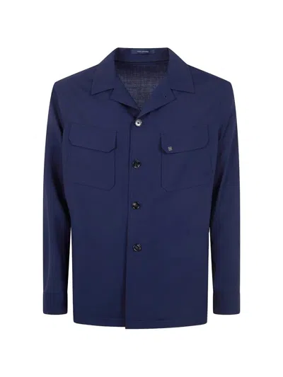 Tagliatore Tempest Jacket Chest Pockets Long Sleeves In Blue
