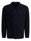 Tagliatore Chest And Side Pockets Collared Long Sleeves In Blue