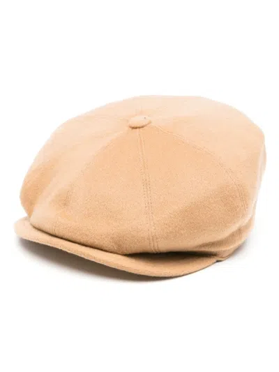 Tagliatore Textured Baker Boy Hat In Brown