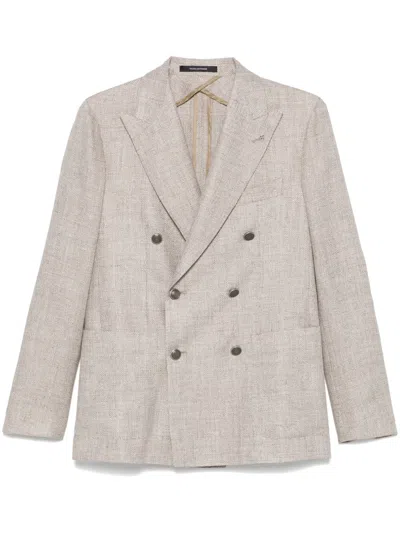 Tagliatore Single-breasted Peak-lapels Blazer In Neutrals