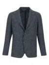 Tagliatore Textured Blazer With Notch Lapel And Tailored Fit In Gray