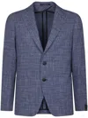 Tagliatore Notched-lapel Checked Blazer In Blue