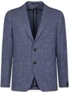 Tagliatore Notched-lapel Checked Blazer In Blue