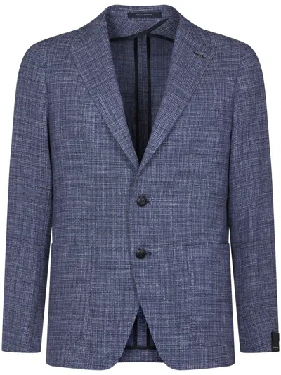TAGLIATORE TEXTURED BLUE TAILORED JACKET
