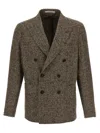Tagliatore Textured Brown Double-breasted Wool Blend Blazer In Brown