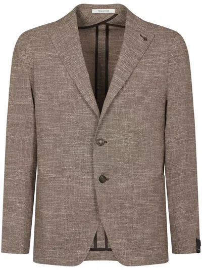 TAGLIATORE TEXTURED BROWN JACKET WITH NOTCH LAPEL