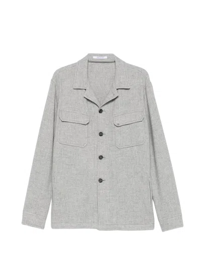 Tagliatore Light Grey Textured Shirt Jacket In Gray
