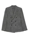 Tagliatore Textured Double-breasted Wool Blend Blazer In Gray