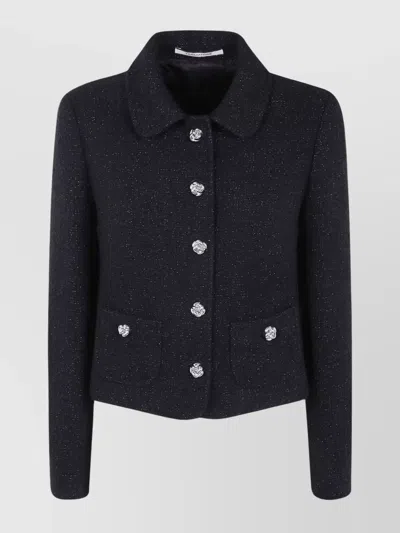 Tagliatore Textured Fabric Jacket With Long Sleeves And Pockets In Black