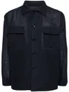 Tagliatore Textured-finish Button-down Jacket In Blue
