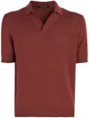 Tagliatore Cotton Polo Shirt In Stockinette Stitch In Red