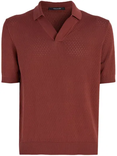 Tagliatore Cotton Polo Shirt In Stockinette Stitch In Red