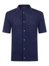 Tagliatore Sheer Textured Short Sleeve Shirt In Blue