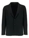 Tagliatore Square Pattern Blazer With Multiple Pockets In Black