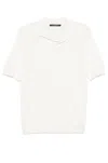 Tagliatore Silk White Polo T-shirt With Ribbed Texture In White
