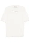 Tagliatore Silk White Polo T-shirt With Ribbed Texture