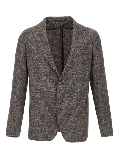 Tagliatore Textured Single-breasted Blazer In Brown