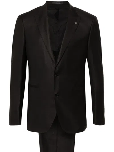 Tagliatore Textured Single-breasted Suit In Black