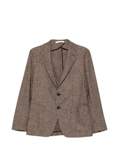 Tagliatore Textured Single-breasted Blazer In Brown