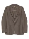 Tagliatore Textured Two-button Blazer In Brown