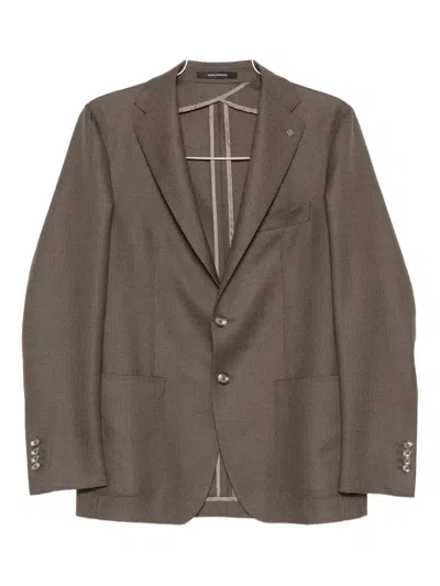 Tagliatore Textured Two-button Blazer In Brown