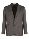 Tagliatore Textured Wool Monopetto Jacket With Lapel Neckline In Brown