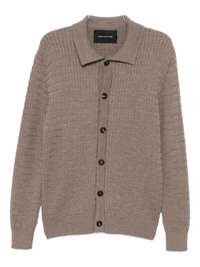 Tagliatore Textured Wool Cardigan In Brown