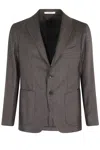 Tagliatore Textured Wool Monopetto Jacket With Lapel Neckline In Brown