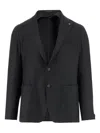 Tagliatore Single-breasted Stretch Wool Jacket With Welt Pockets And Reverse Spear Collar In Black