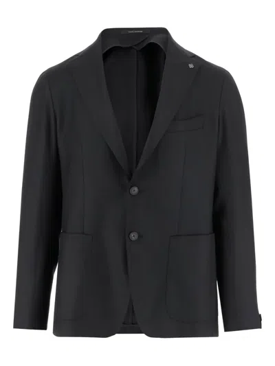 Tagliatore Three-button Patch-pocket Blazer In Black