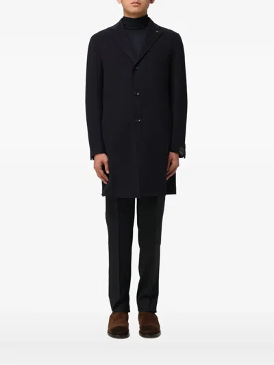 Tagliatore Three-button Wool Coat In Black