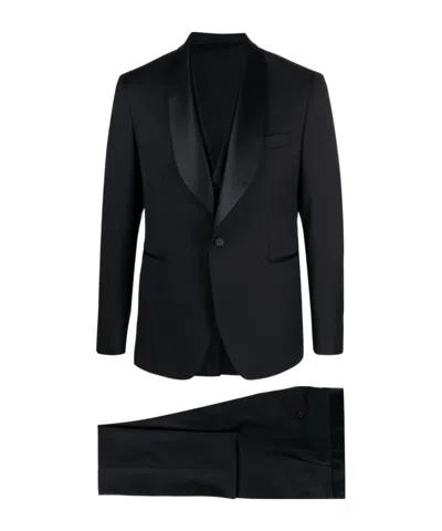 Tagliatore Three-piece Dinner Suit In Black
