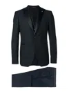 Tagliatore Three-piece Tailored Suit In Rich Blue Virgin Wool In Black