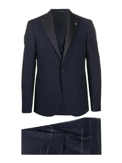Tagliatore Three-piece Suit In Blue